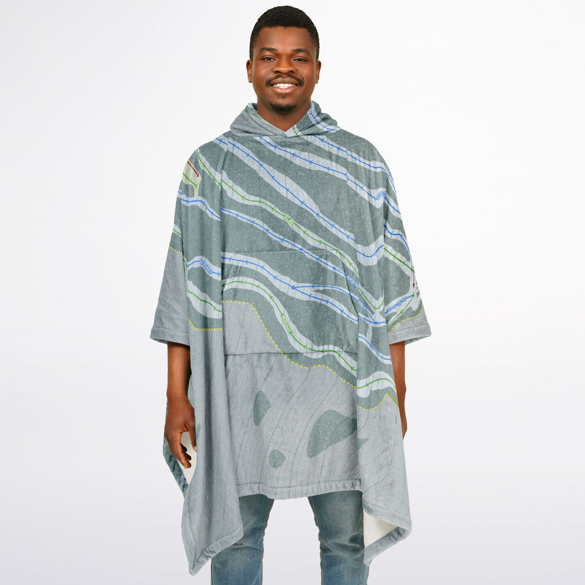 Mont Grand-Fonds, Quebec Ski Resort Map Flannel Blanket Poncho