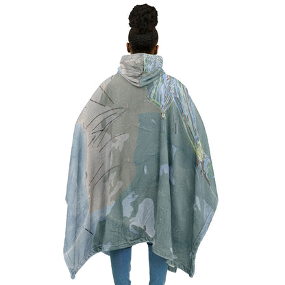 Ski Cooper, Colorado Ski Resort Map Flannel Blanket Poncho