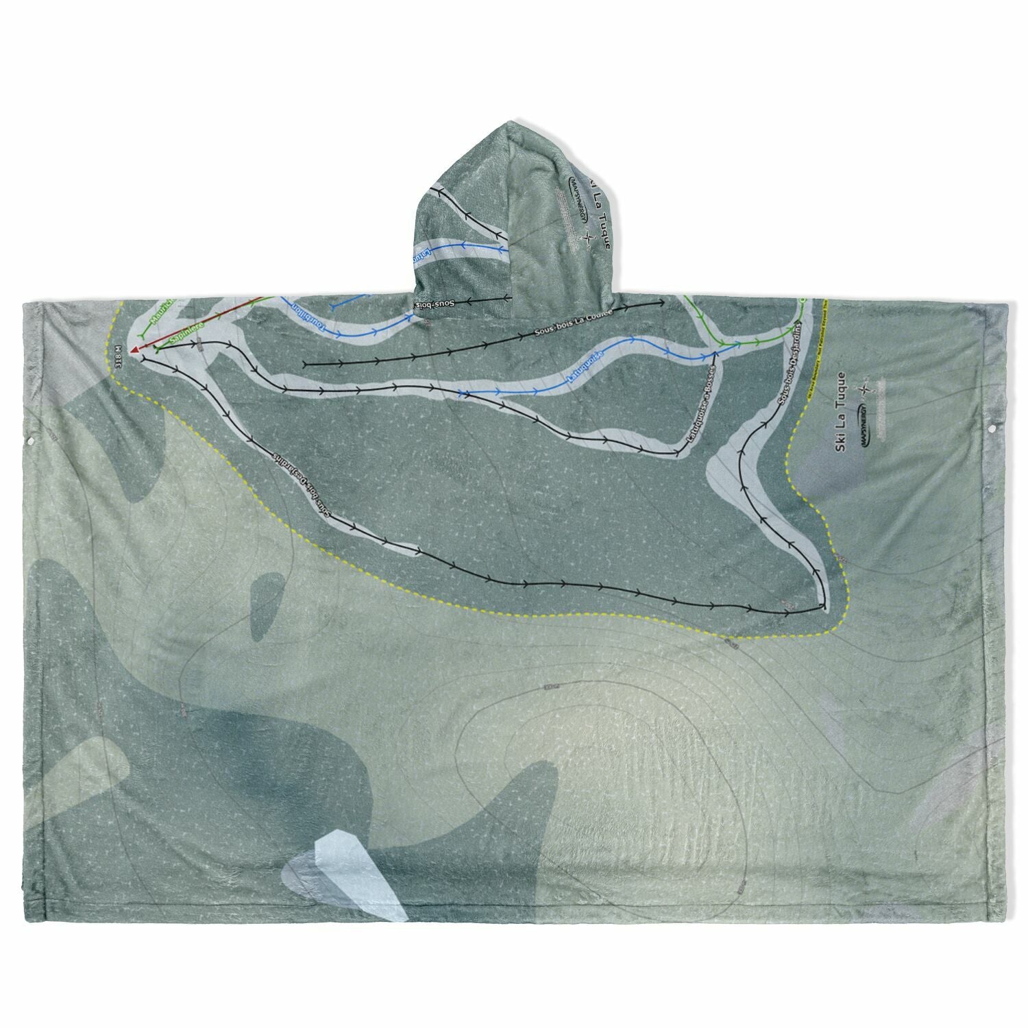 SkiLa Tuque, Quebec Ski Resort Map Flannel Blanket Poncho