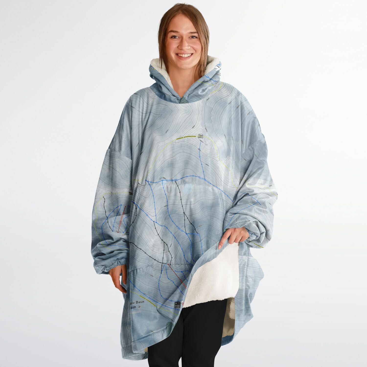 Temple Basin, New Zealand Ski Trail Map - Snug Hoodie