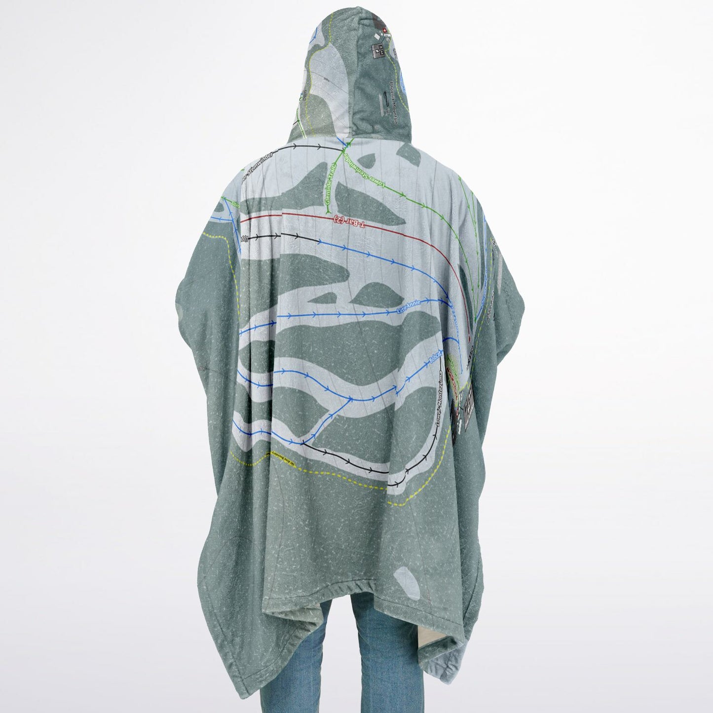 Phoenix Mountain, British Columbia Ski Resort Map Flannel Blanket Poncho