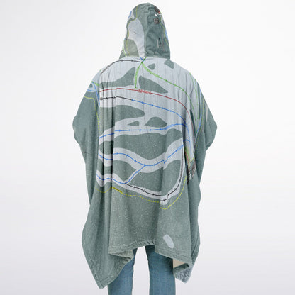Phoenix Mountain, British Columbia Ski Resort Map Flannel Blanket Poncho