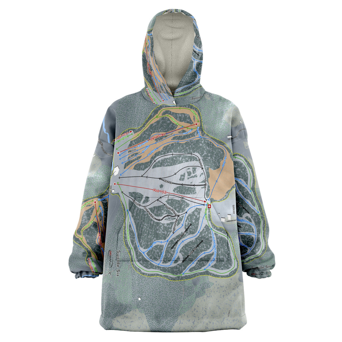 Suicide Six, Vermont Ski Trail Map - Snug Hoodie