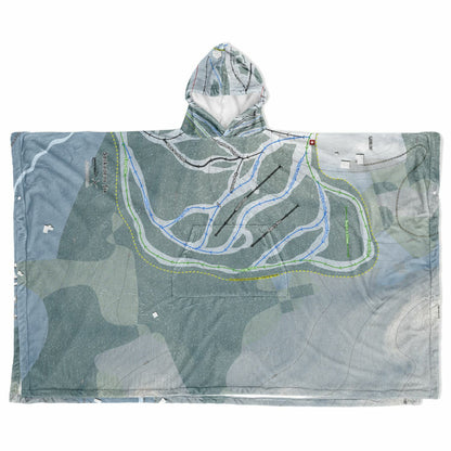 Saskadena Six, Vermont Ski Resort Map Flannel Blanket Poncho