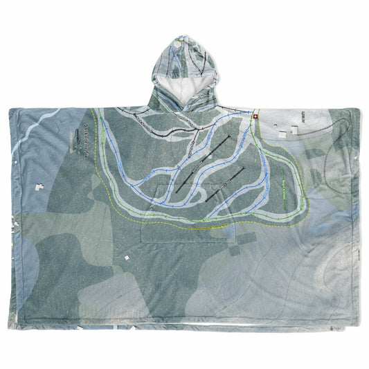 Saskadena Six, Vermont Ski Resort Map Flannel Blanket Poncho