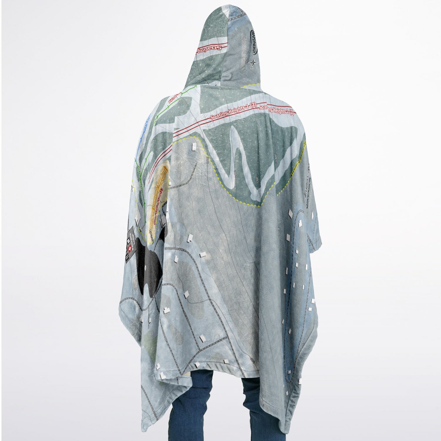 Eagle Rock, Pennsylvania Ski Resort Map Flannel Blanket Poncho