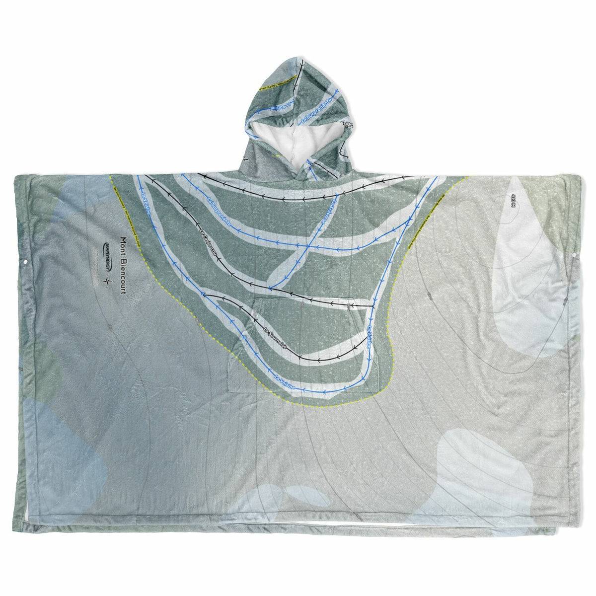 Mont Biencourt, Quebec Ski Resort Map Flannel Blanket Poncho