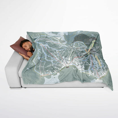 Schweitzer, Idaho Ski Resort Map Flannel Blanket Poncho