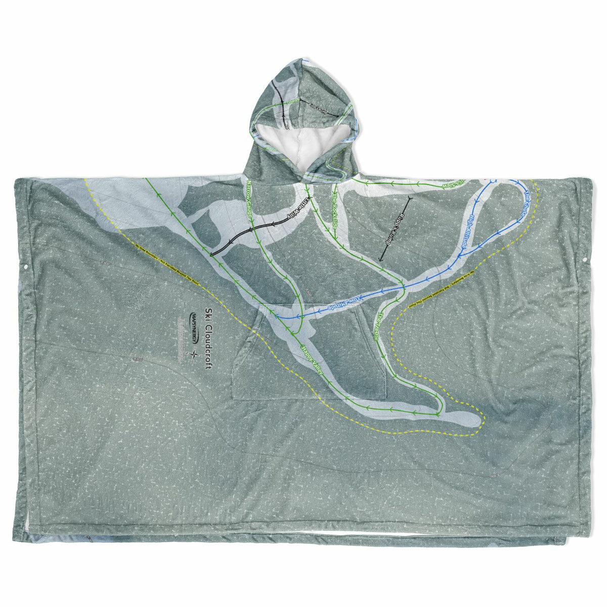 Ski Cloudcroft, New Mexico Ski Resort Map Flannel Blanket Poncho