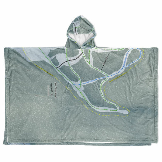 Ski Cloudcroft, New Mexico Ski Resort Map Flannel Blanket Poncho