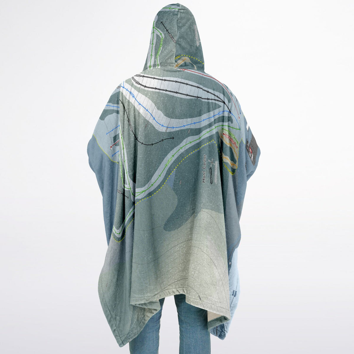 Mont Castor, Quebec Ski Resort Map Flannel Blanket Poncho