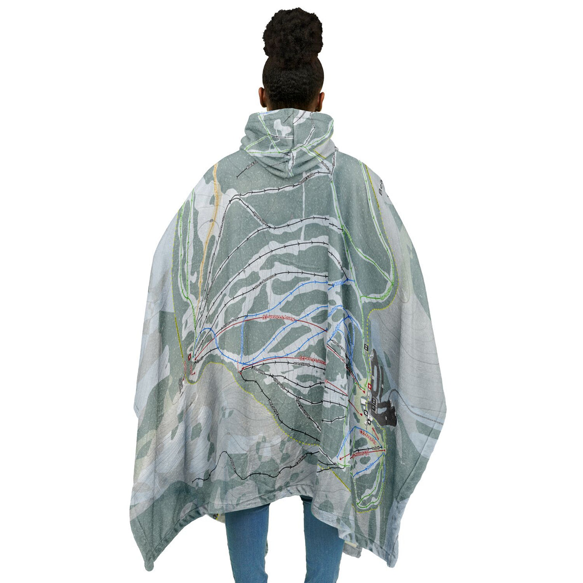 Beaver Mountain, Utah Ski Resort Map Flannel Blanket Poncho