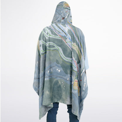 King Pine, New Hampshire Ski Resort Map Flannel Blanket Poncho