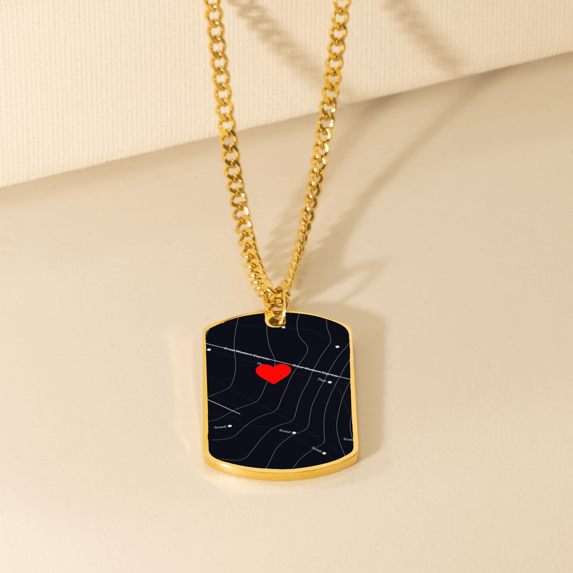 Custom Ski Map Dog Tag Tag Necklace