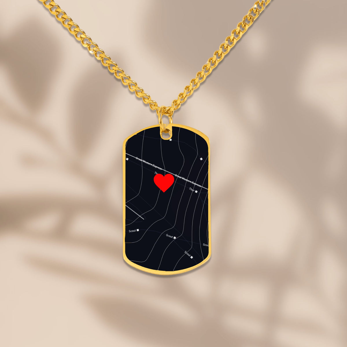 Custom Ski Map Dog Tag Tag Necklace