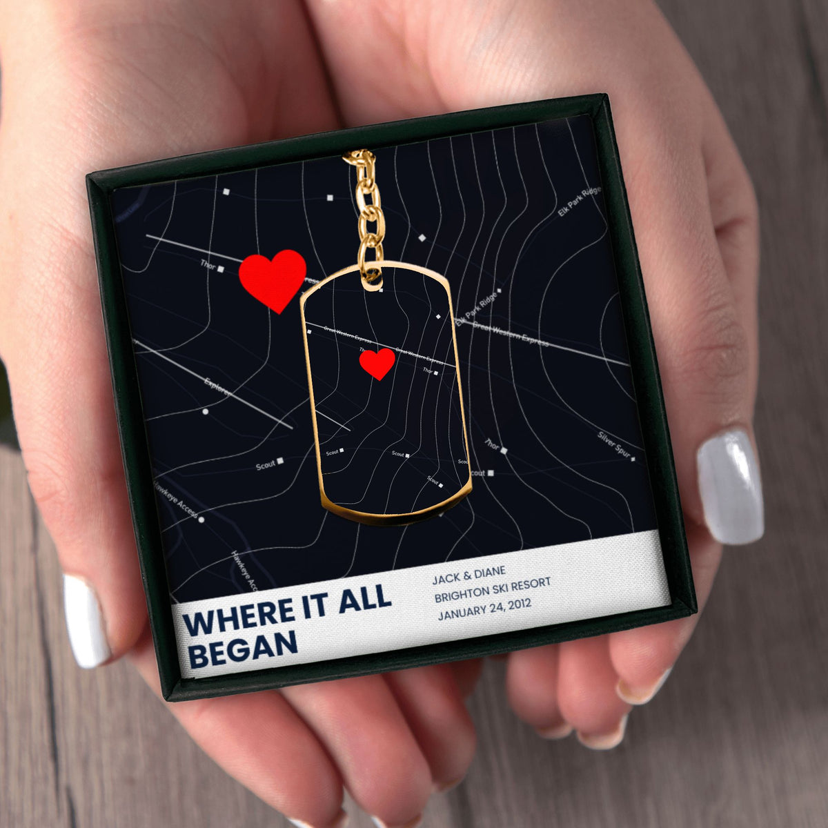 Custom Message Ski Map Keychain - Add Your Resort!