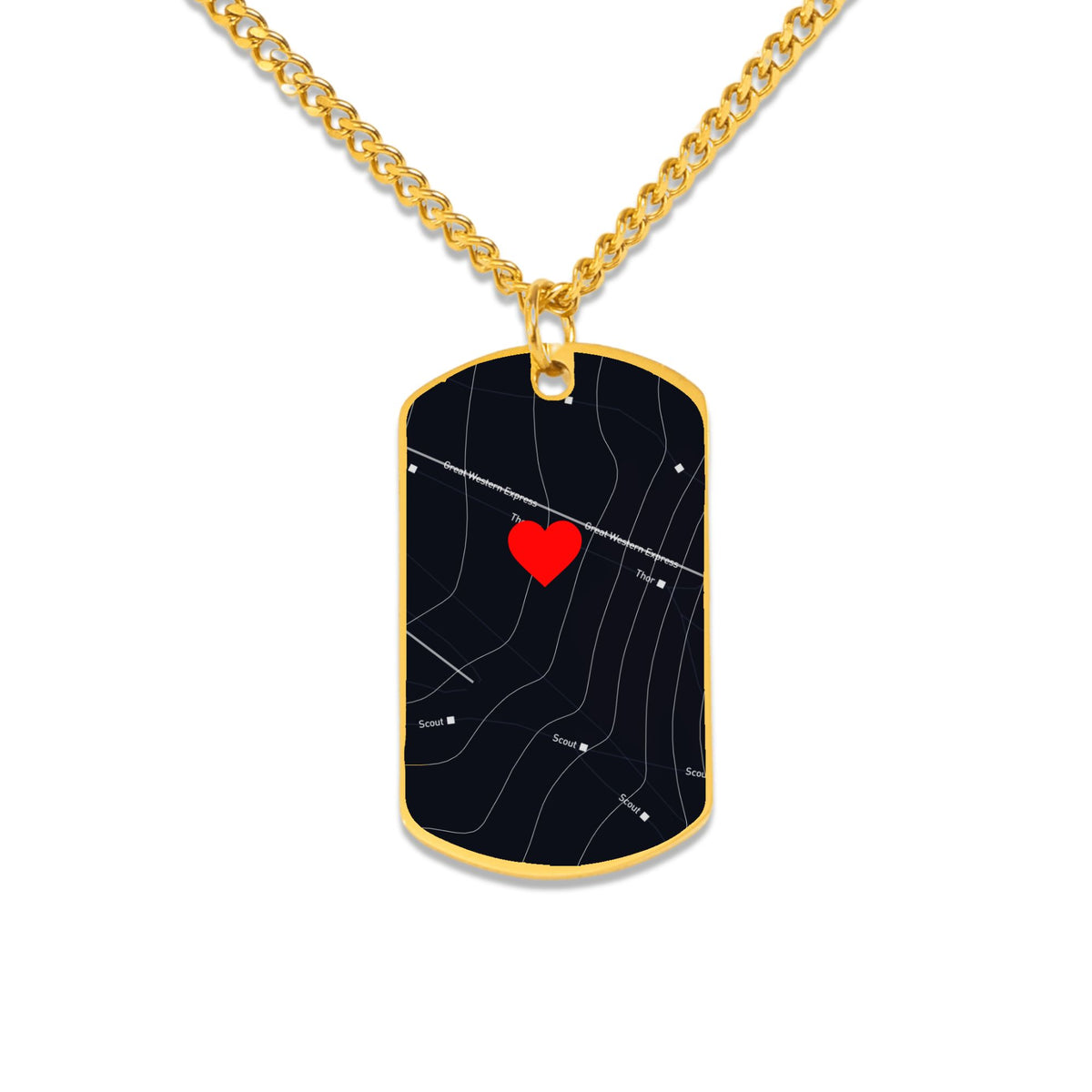 Custom Ski Map Dog Tag Tag Necklace