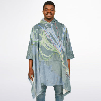 Eaglecrest, Alaska Ski Resort Map Flannel Blanket Poncho