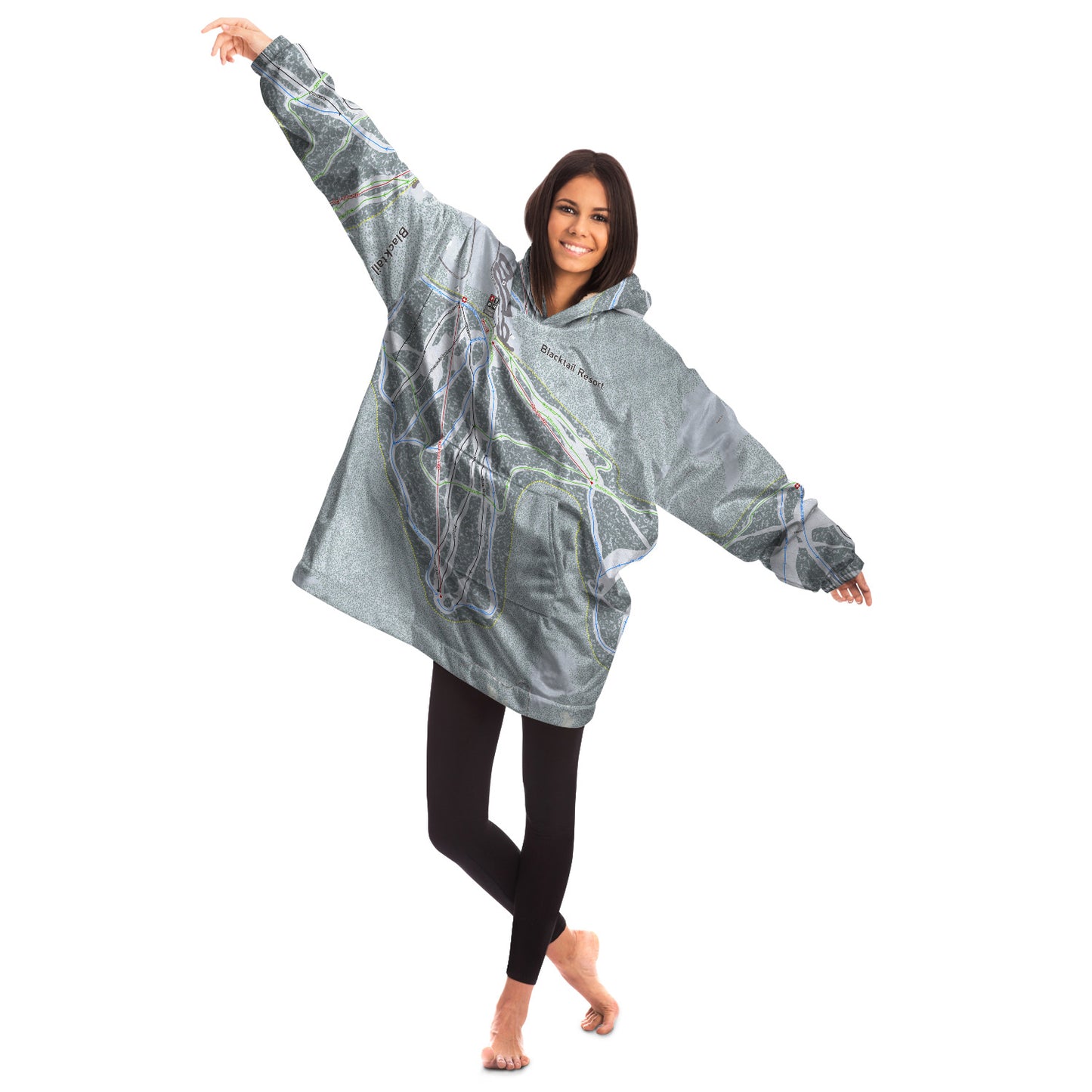 Blacktail, Montana Ski Trail Map - Snug Hoodie - Powderaddicts