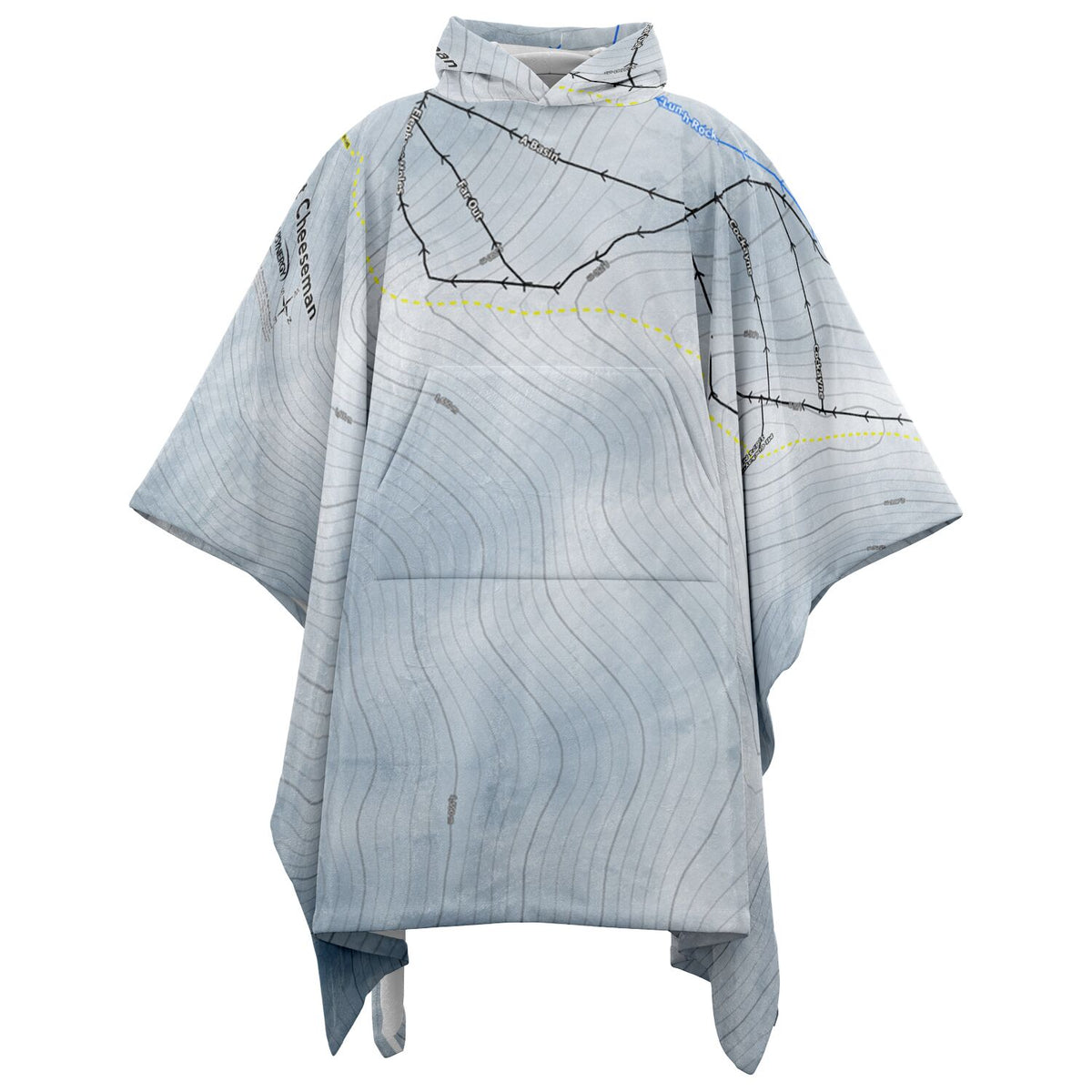 Mt Cheeseman, New Zealand Ski Resort Map Flannel Blanket Poncho