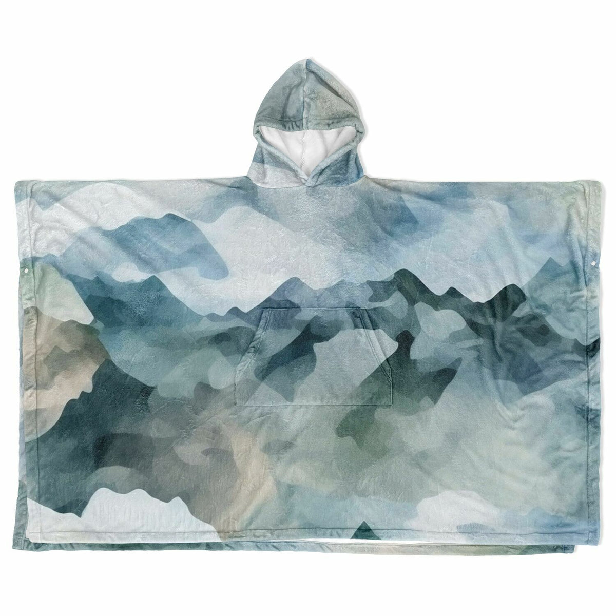 Watercolor Misty Mountain, Flannel Blanket Poncho