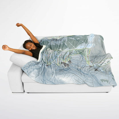 Holimont, New York Ski Resort Map Flannel Blanket Poncho