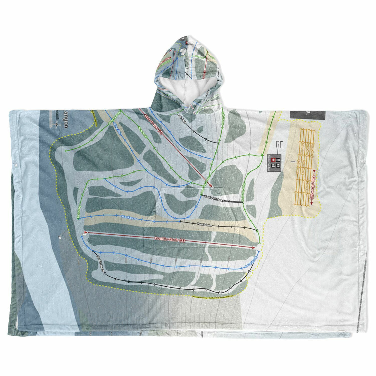 Canyon, Alberta Ski Resort Map Flannel Blanket Poncho
