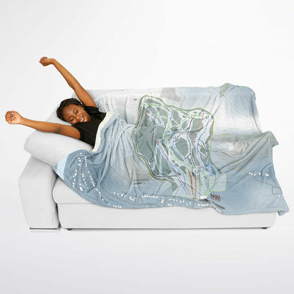 Misery Mountain, Alberta Ski Resort Map Flannel Blanket Poncho