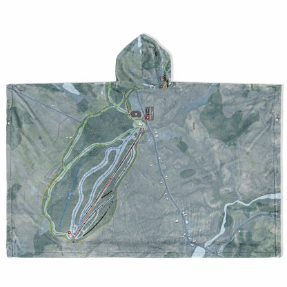 Titus Mountain, New York Ski Resort Map Flannel Blanket Poncho