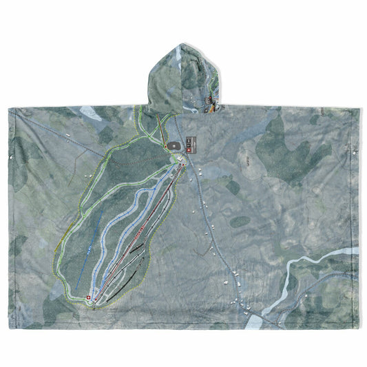Titus Mountain, New York Ski Resort Map Flannel Blanket Poncho