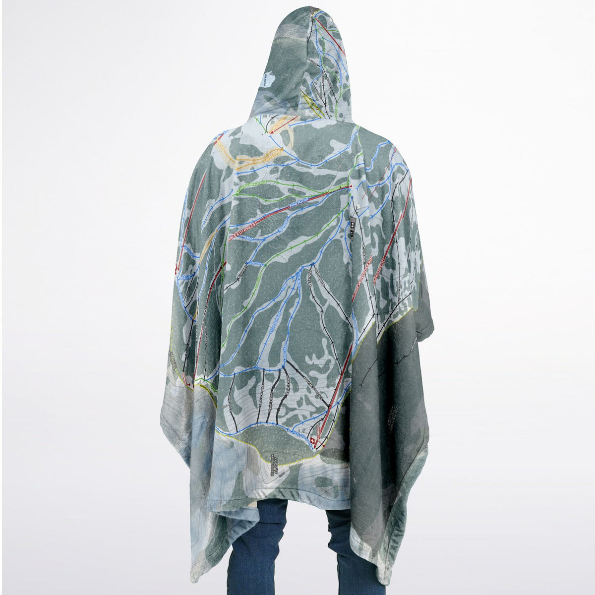 Brighton, Utah Ski Resort Map Flannel Blanket Poncho