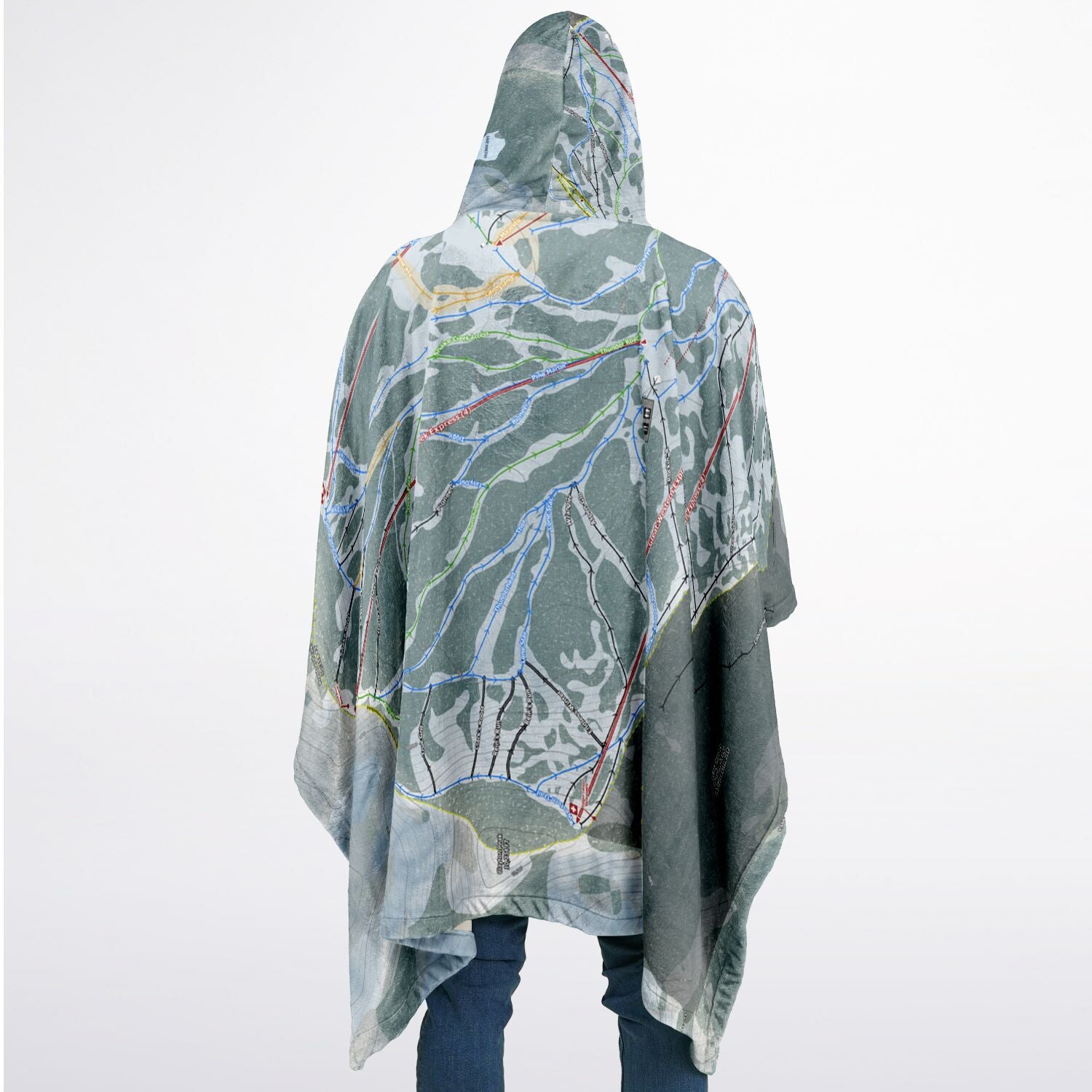 Brighton, Utah Ski Resort Map Flannel Blanket Poncho