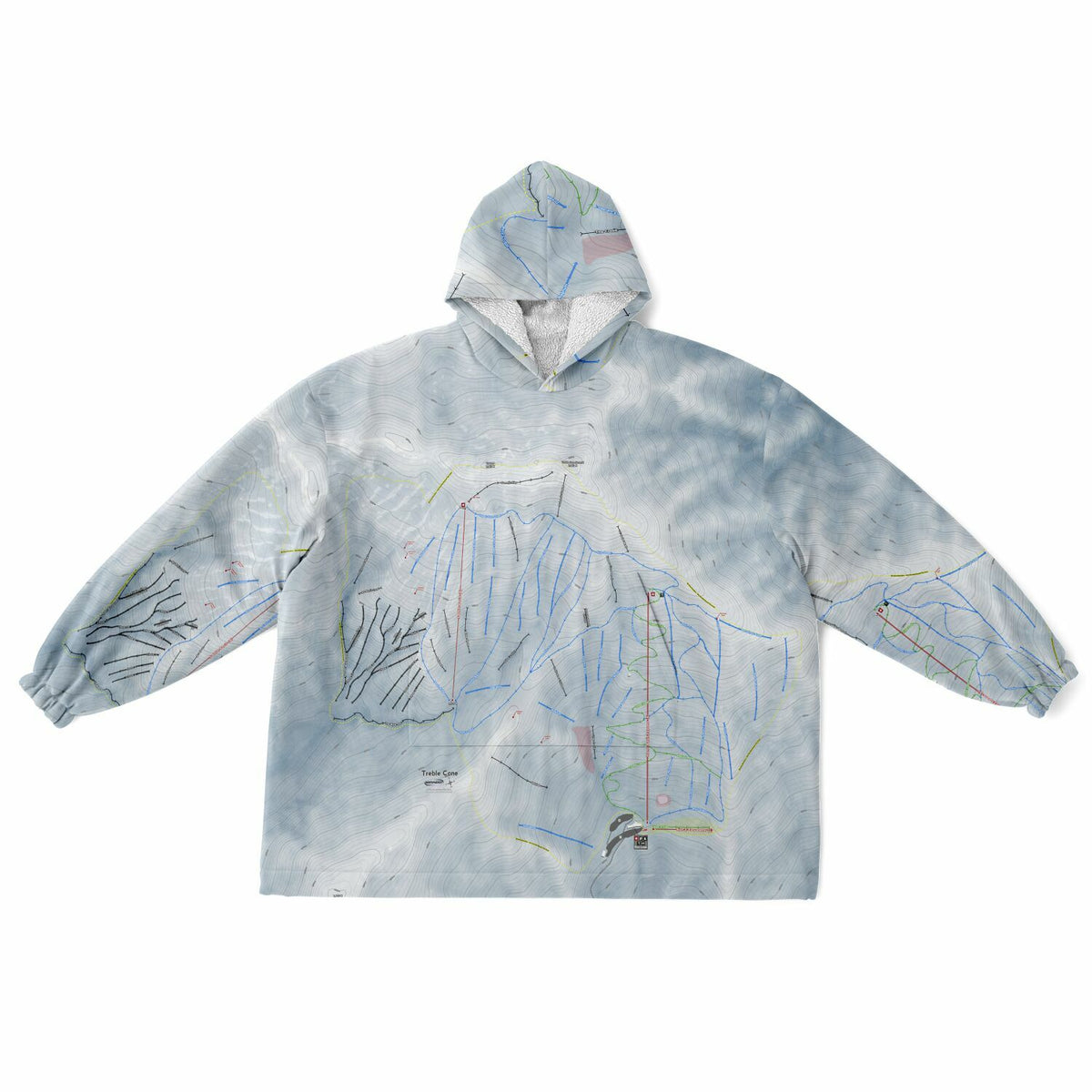 Treble Cone, New Zealand Ski Trail Map - Snug Hoodie