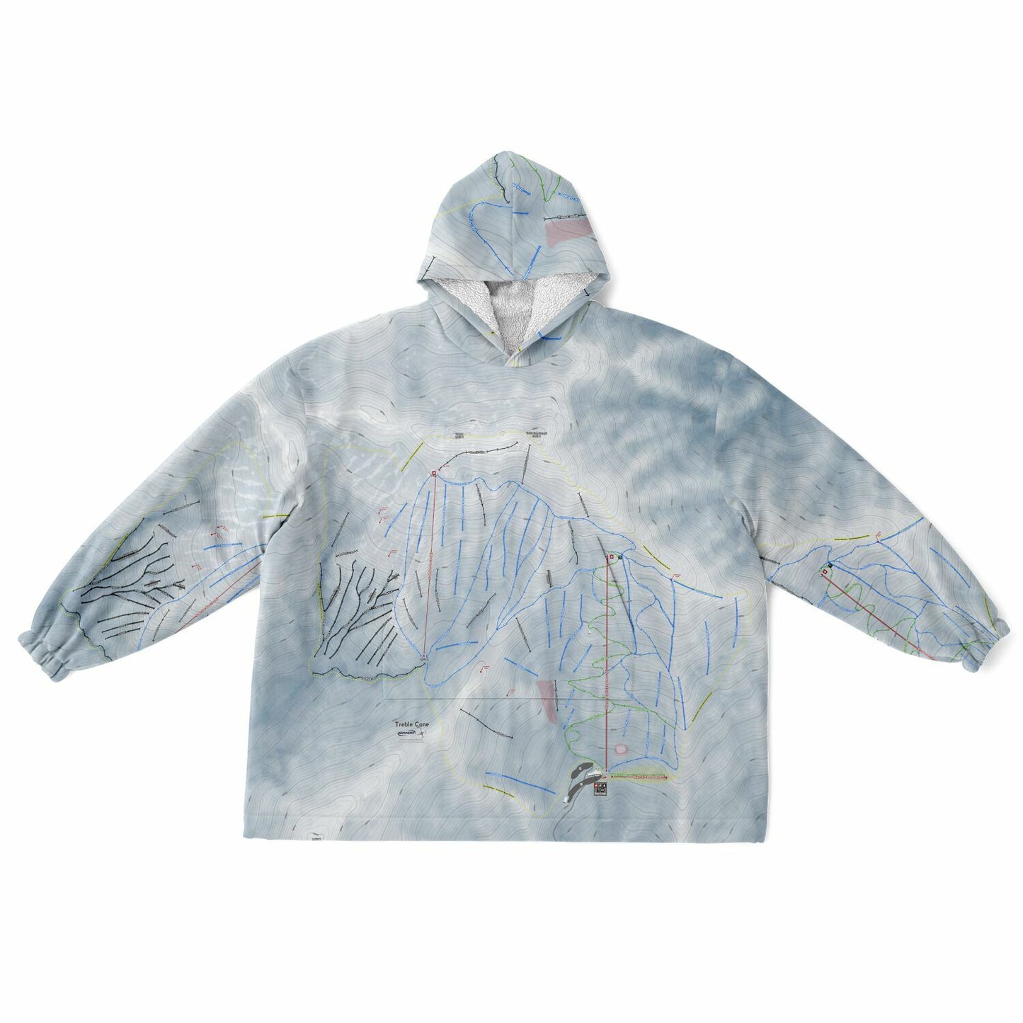Treble Cone, New Zealand Ski Trail Map - Snug Hoodie - Powderaddicts