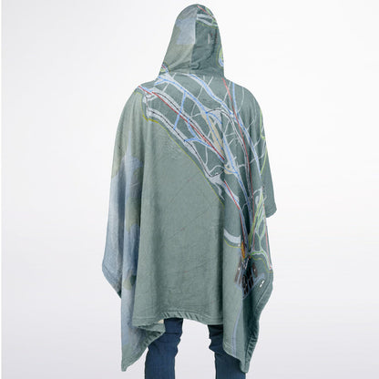 Nakiska, Alberta Ski Resort Map Flannel Blanket Poncho