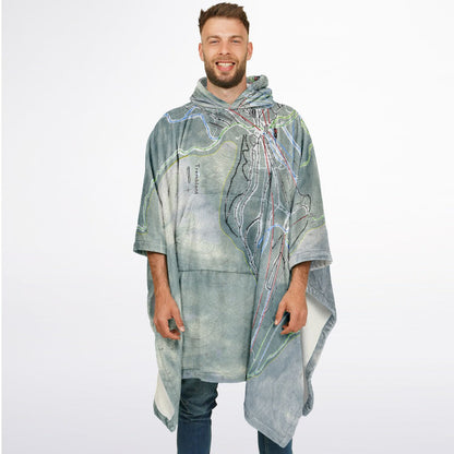 Tremblant, Quebec Ski Resort Map Flannel Blanket Poncho