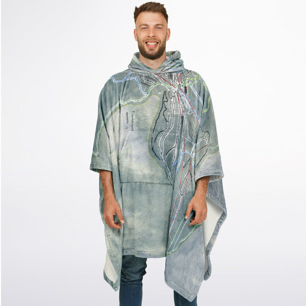 Tremblant, Quebec Ski Resort Map Flannel Blanket Poncho