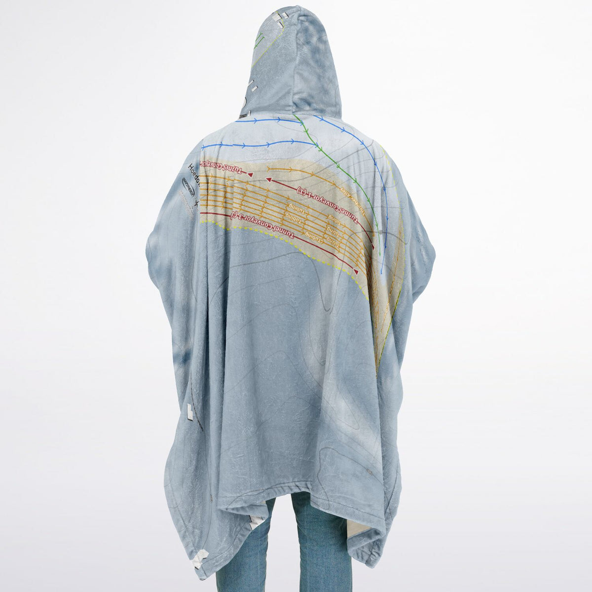 Hoedown Hill, Colorado Ski Resort Map Flannel Blanket Poncho