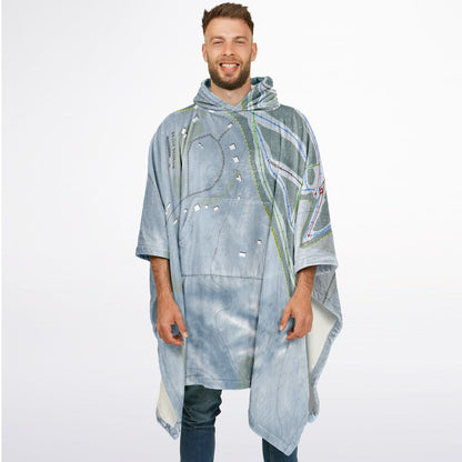 Hunt Hollow, New York Ski Resort Map Flannel Blanket Poncho