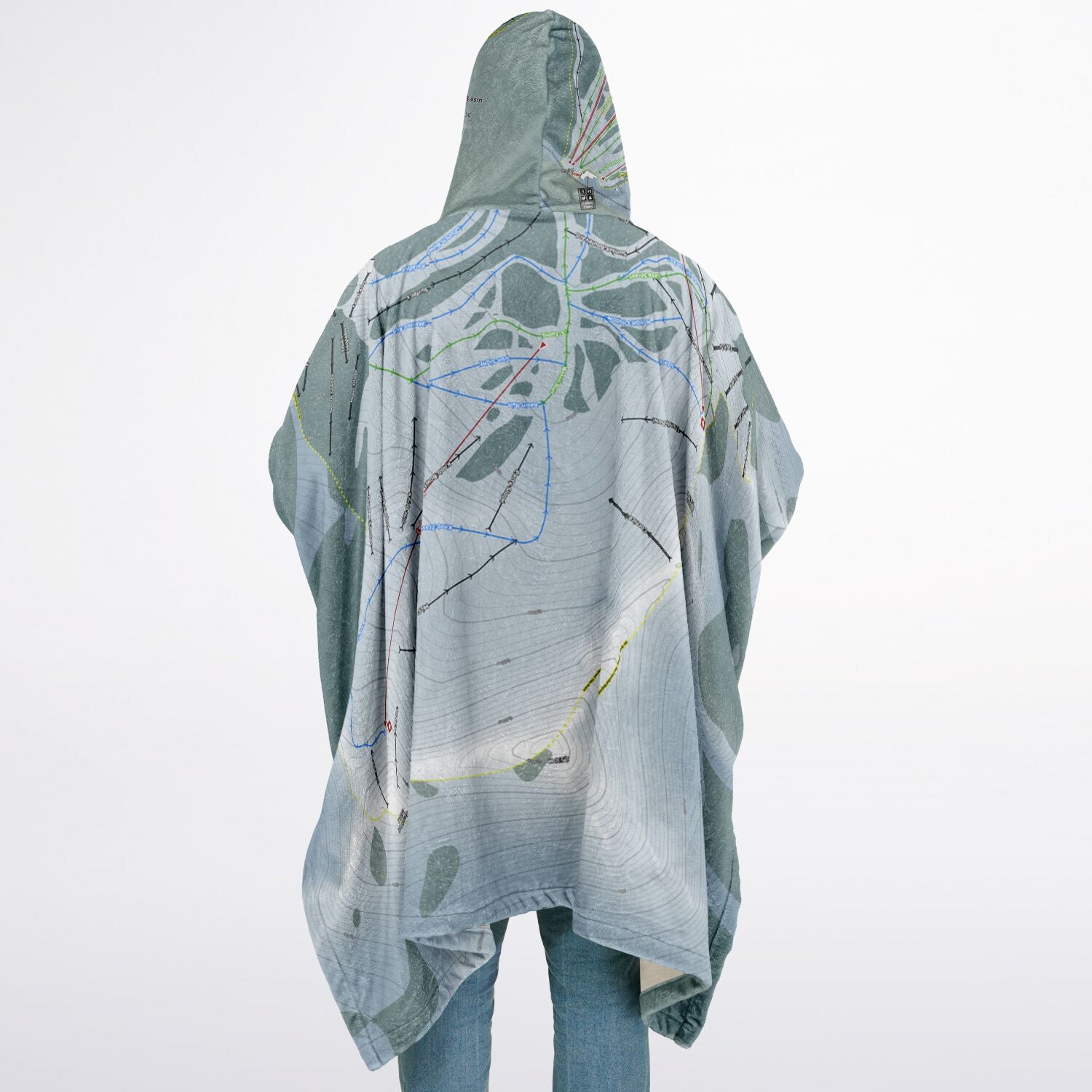 Marmot Basin, Alberta Ski Resort Map Flannel Blanket Poncho