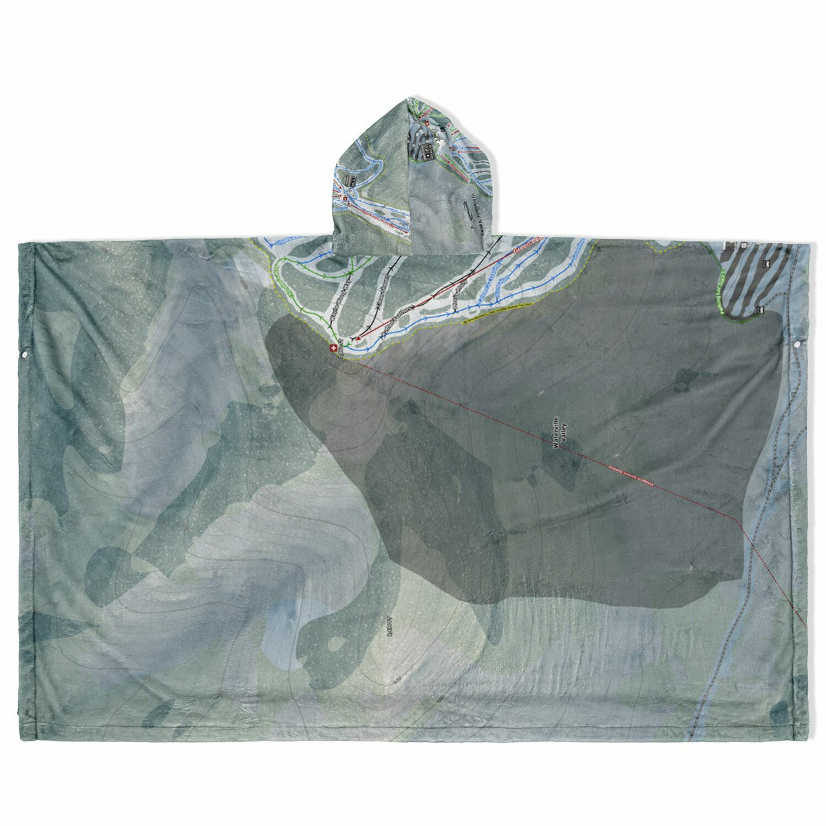 Waterville Valley, New Hampshire Ski Resort Map Flannel Blanket Poncho