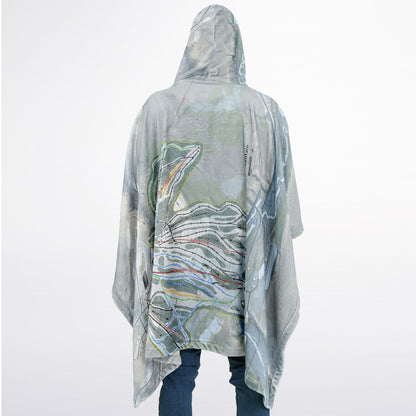 Snowriver Mountain, Michigan Ski Resort Map Flannel Blanket Poncho