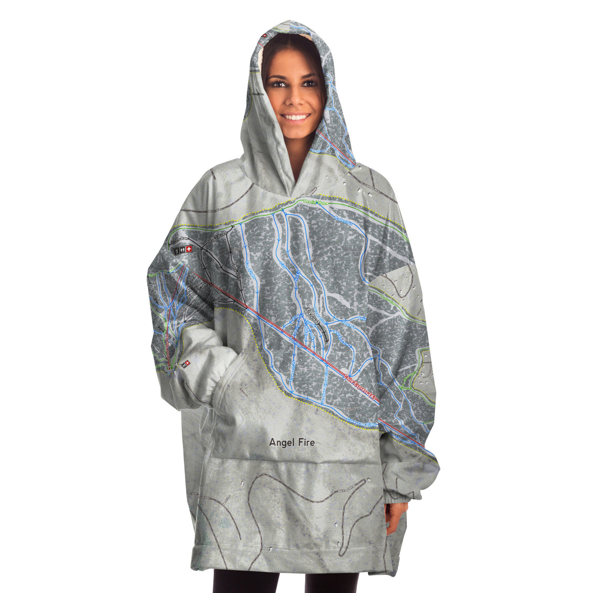 Angel Fire, New Mexico Ski Trail Map - Snug Hoodie