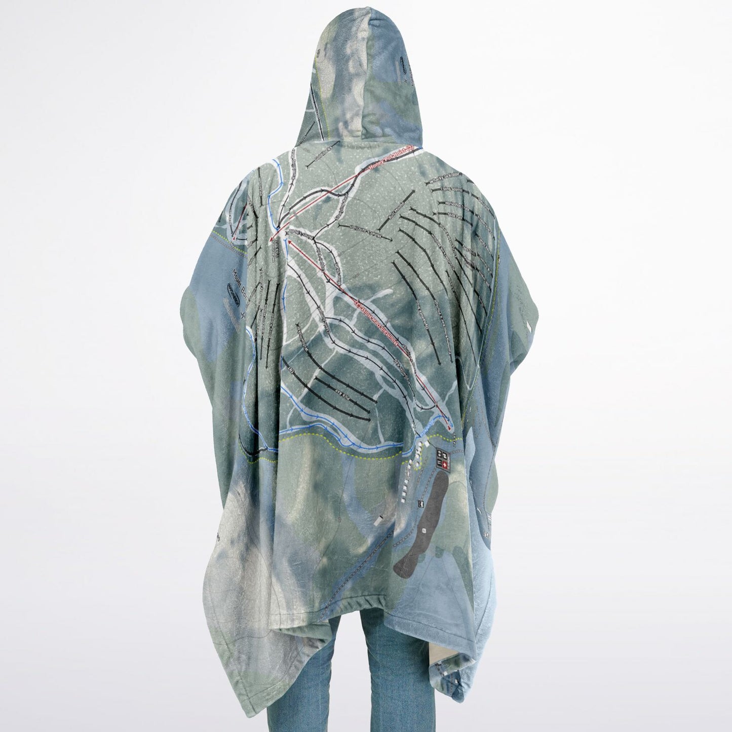 Mount Bohemia, Michigan Ski Resort Map Flannel Blanket Poncho