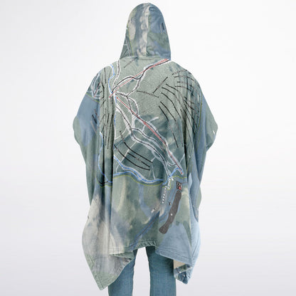 Mount Bohemia, Michigan Ski Resort Map Flannel Blanket Poncho