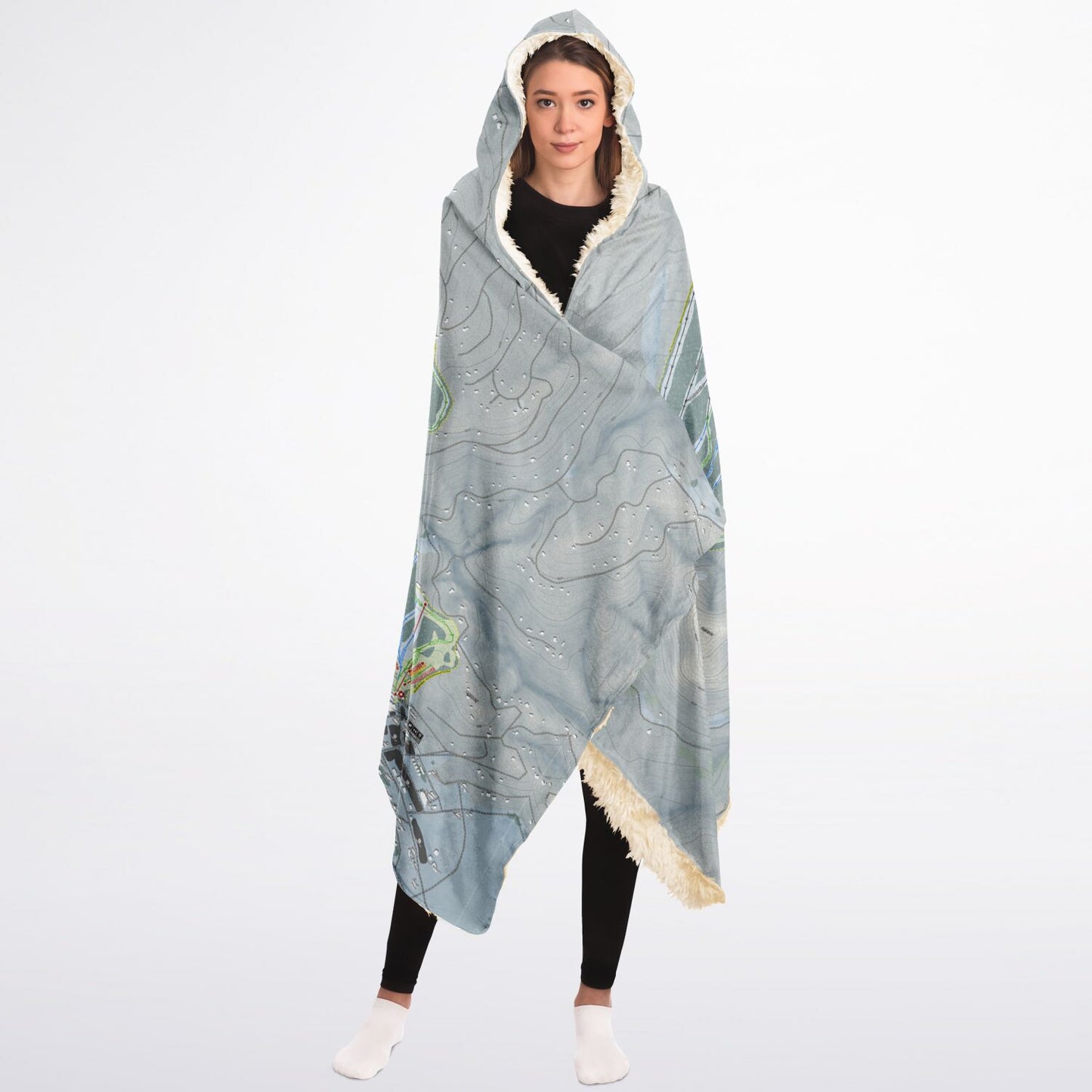 Angel Fire, New Mexico Ski Trail Map - Adult Hooded Blanket