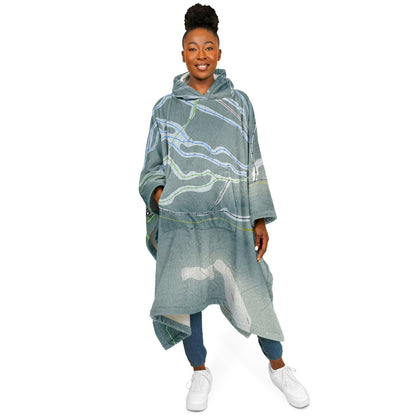 Murray Ridge, British Columbia Ski Resort Map Flannel Blanket Poncho