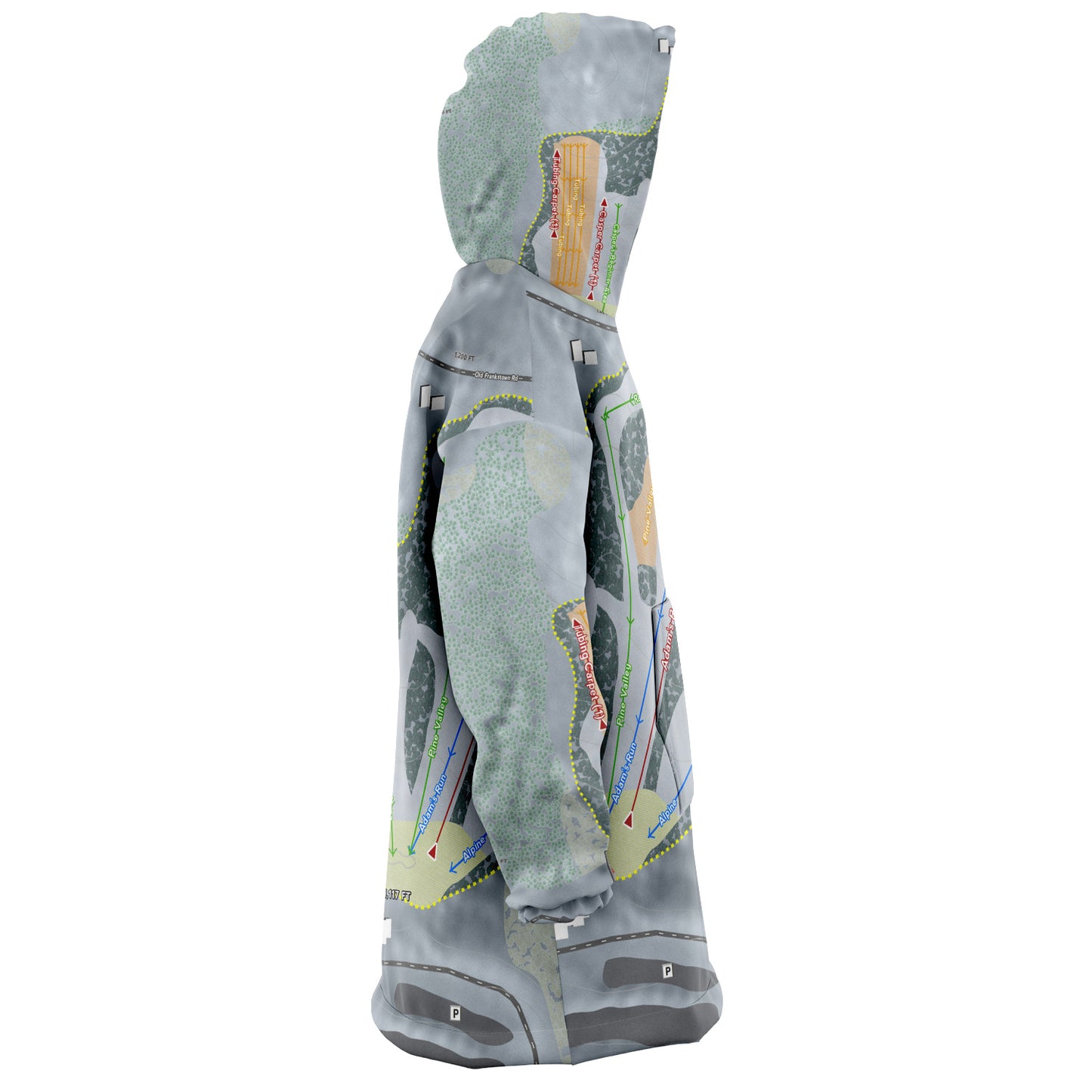 Boyce Park, Pennsylvania Ski Trail Map Snug Hoodie - Powderaddicts