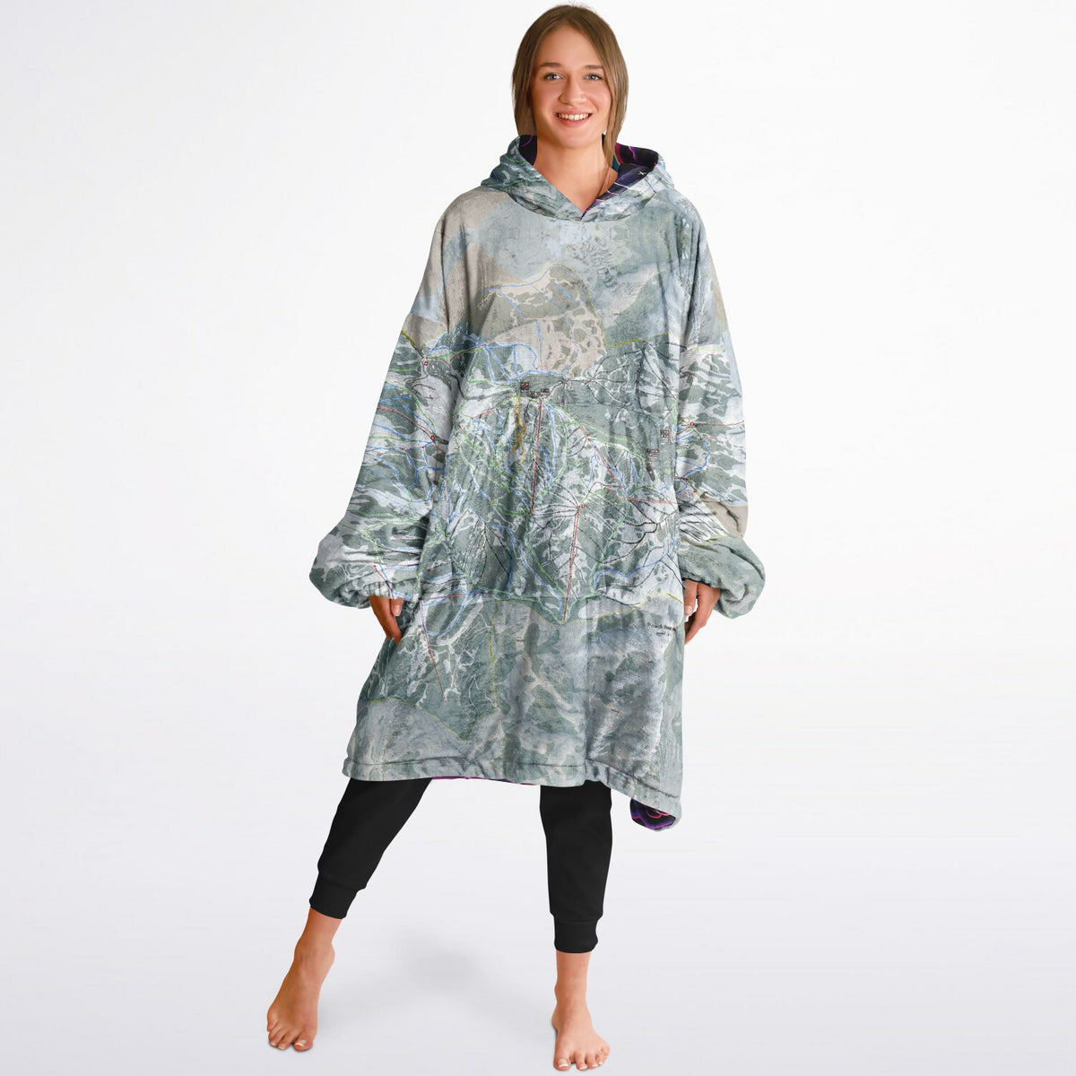 Powder Mountain, Utah Ski Resort Map Reversible Snug Hoodie