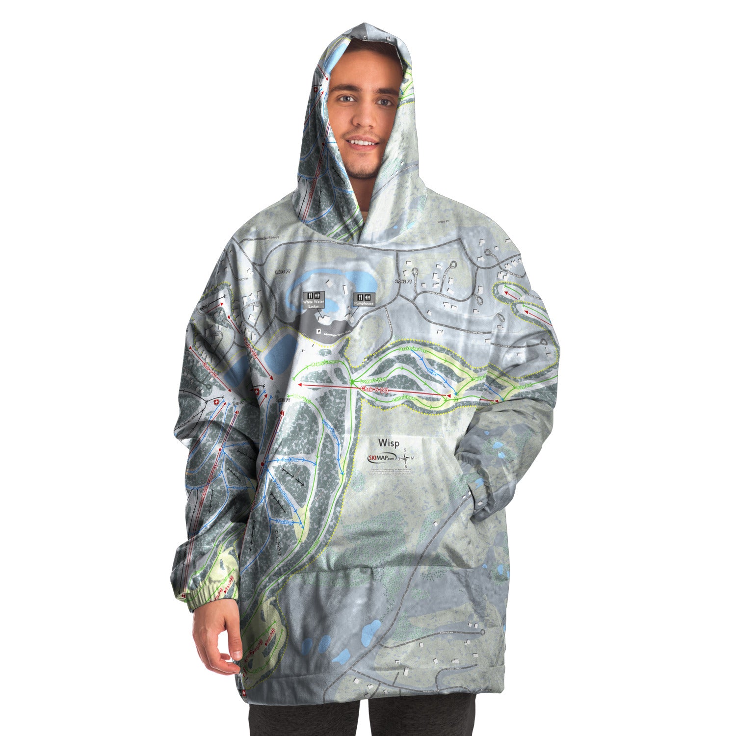 Wisp, Maryland Ski Trail Map - Snug Hoodie - Powderaddicts